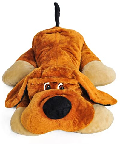 Velinda Grand Chien en Peluche allongé 110cm, Peluche géante