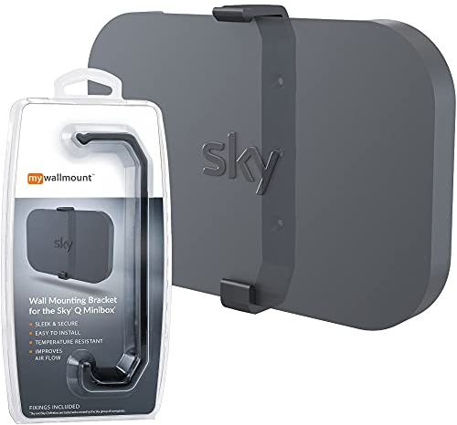 mywallmount Sky Q Mini Wall Mount Bracket – Complete with Fixings – Vertical or Horizontal – Fits Models EM150, 32D0xx, 32D1xx – Heat-Resistant Black Plastic – L17xW2.2xD4.5cm