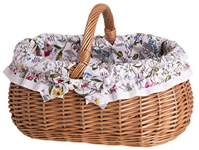 e-wicker24 Alles aus Weide Naturfärgad korg i vide, retro bygelkorg, vintage stil, pilkorg, oval