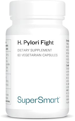 SUPERSMART - H. Pylori Fight 100 mg - Vegetarian Capsules - Relieves Acid Lifts and Stomach AchesSupersmart - H. Pylori Fight 20 Billion CFU Per Day - Contains Lactobacillus Reuteri (probiotic)