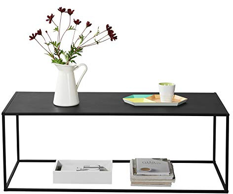 [en.casa] Beistelltisch Montolivet 40x110x50 cm Wohnzimmertisch Industrie-Design Metall Schwarz