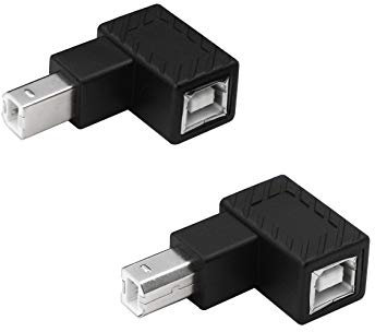 YACSEJAO - Adattatore per stampante USB 2.0 di tipo B, 90 gradi, USB 2.0 B maschio a femmina di tipo B, per stampante, scanner, HDD mobile e altro ((angolo superiore+giù))