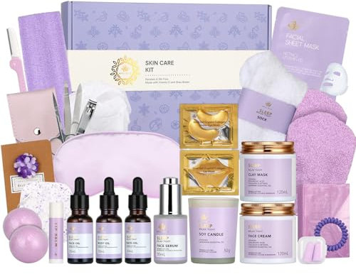 Mother's Day Gift for Mom, 30Pcs Lavender Skin Care Gift Set for Women, Bath & Body Gifts Basket Set, Self Care Kit, Essential Oil, Anniversary, Serum, Pampering Gift, Birthday, Christmas, Wife