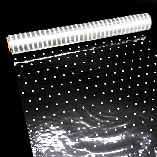 Cellophan Geschenkpapier Rolle, 40CM x 30M Weißer Punkt Zellophan Geschenkpapier Geburtstag Hochzeit, Geschenkfolie Transparent für Geschenk, Kunst, Blumen, Handwerk