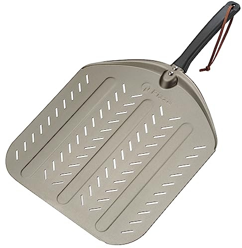Q Pizza Perforated Pizza Peel, 14 inch Pizza Spatula for Pizza Baking Oven