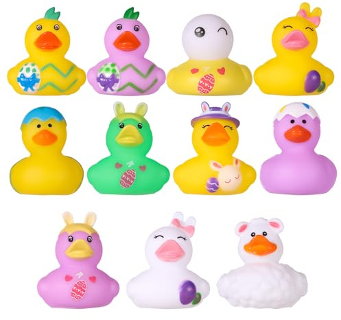 11pz Paperella di Gomma di Pasqua, Novità Paperelle da Bagno 11 Disegni Paperelle di Pasqua Regali per Riempire Il Cestino di Pasqua per Riempire Le Bomboniere per la Caccia Alle Uova di Pasqua