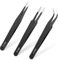 Yuanchu 3 Pieces ESD Tweezers Set, Stainless Steel Precision Tweezers Professional Anti-Static Non-Magnetic Security for Computers Electronic Repairs Jewelry Trab