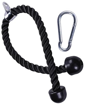 KOMBIUDA Trizeps Kordelzug gymnastikseil sportgeräte Fitnessarmband Sports accesoories Gym Bracelet Trizeps-Seil Trizepsseil mit doppeltem Griff Trizepskabel Nylon Plus Fiberglas Black