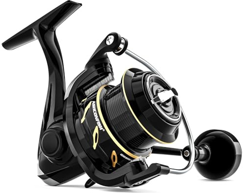 Ashconfish DF-serien spinnrulle saltvatten och sötvatten fiskerulle, lätt nylon/glasfiberram, 7+1BB, 5.2:1 Växelförhållande, långdistansgjutning DF (grund spollinje kopp (DFB), 4000)