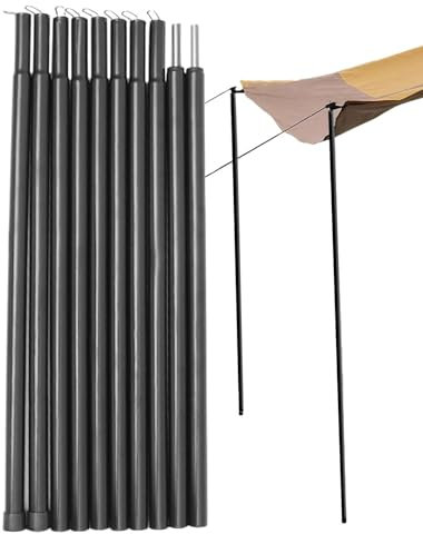 Reflimand Tent Tarp Poles, Canopy Poles, 2m Telescopic Adjustable Painted Iron Pipe Camping Tent Replacement Pole, Outdoor Support Rods, Camping Awning Frame Kit, Tents Sunshade Accessories