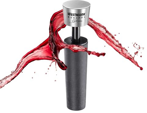 Westmark Pompa per vuoto per vino Savio Monopol Edition – tappo per bottiglia di vino con effetto sottovuoto per una freschezza più lunga – argento-nero, 8,7 cm