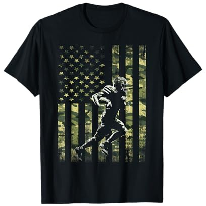 American Football Player Camo US Flag Men Boy Kids T-Shirt