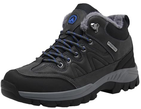 Scarpe da Ginnastica Uomo Invernali Calde Imbottite Trekking Leggere Outdoor Comode Sportive (Grey, 44)