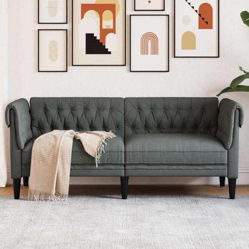 HETFTJN Sofá Chesterfield de 2 plazas, color gris oscuro, 182 x 75 x 75 cm, cómodo y duradero, para salón, oficina, habitación juvenil