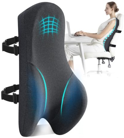 High Back Support Cushion for Office Chair, Memory Foam Lumbar Support | Long Back Design, Adjustable Straps, Lower to Upper Back Support, Ideal for Office Chairs, Gaming Chairs and High-Back Seats