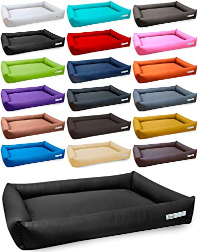 dogsfavorite, Hundebett Starter aus Kunstleder, Hundekissen, Pflegeleicht, 120 x 90 cm, schwarz