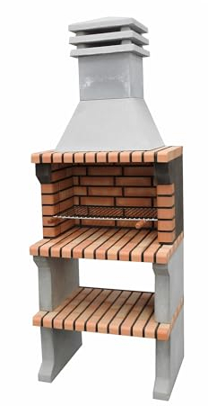 MOVELAR - Barbacoa de Obra Prefabricada de Leña y Carbón Modelo Liz XL (Gris, Naranja - 76 x 58 x 210 cm) REF: 3412/3 - Cocina de Exterior Compacta para Jardín, Terraza o Patio