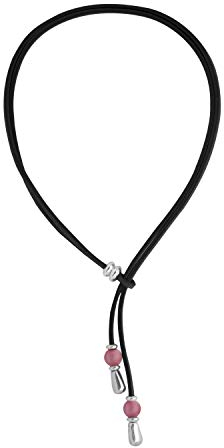 Beau Soleil Jewelry Verstellbare Lederkette für Damen mit Muranoglasperlen – Stilvolle Halskette mit Anhänger, Geschenkideen für Frauen, Handgefertigter Schmuck (Schwarz)