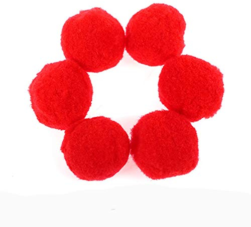 Egurs Pompons,60 Stück 50mm Bunte Pom Pom Flaumigen Pompon Ball für Handwerk Puppen DIY Dekoration rot