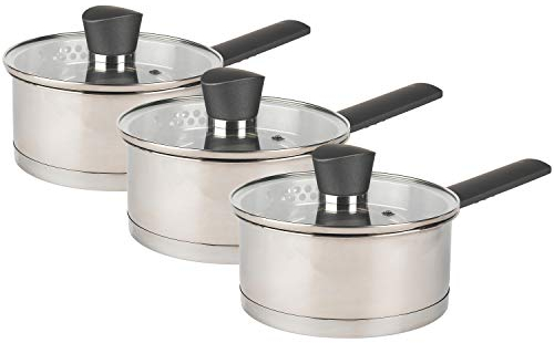Russell Hobbs COMBO-6511 Saucepan Set, Excellence Collection Cooking Pots, Stainless Steel, Induction Casserole Pot Set, Dishwasher Safe, Pouring Lip, Ideal for Soups & Sauces, Mirror Polished Finish
