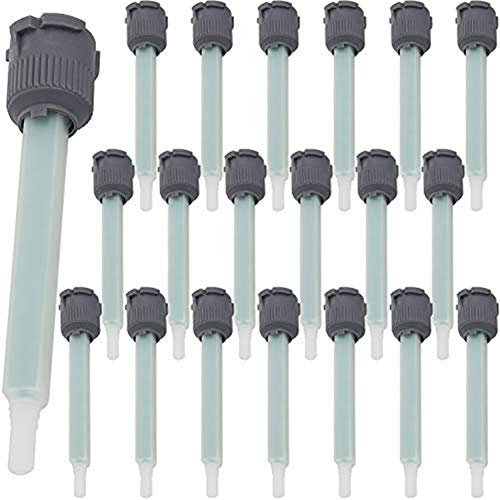Chiloskit Lot de 20 buses de mélange époxy pour mélange, pistolet applicateur pour cartouche de colle AB 50 ml (rapports d'application 1:1)