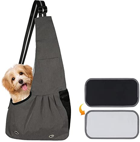Trasportino per Cani e Gatti, Borsa da Trasporto per Cani Piccoli, Regolabile Zaino Tracolla per Cane Gatto Fino a 6KG per La Passeggiata Quotidiana, Attività all'Aria Aperta，Taglia L (Gray)