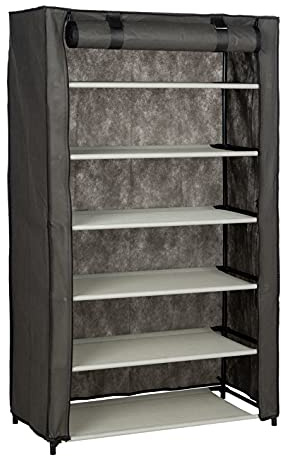 Dediam Scarpiera Scaffale Slim In Tessuto con 6 Ripiani E Struttura Salvaspazio In Acciaio, Portascarpe Multiuso con Rivestimento Richiudibile Antipolvere