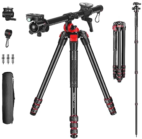 Kamerastativ Manbily 178cm 70 Horizontale Überkopf 360° Aluminium Stativ Einbeinstative Drehbarer Mittelsäulenarm 180° Reisestativ 36mm Kugelkopf & Halterungsplattform für DSLR Kamera Video Camcorder
