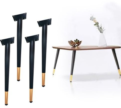 Jarshtime Furniture Leg 4 PCS Oblique Table Legs 40cm / 16 inch Metal Desk Chair Legs Black & Golden