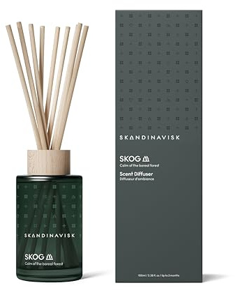 Skandinavisk Skog 'Wald' Duftstäbchen Diffusor mit 8 Stäbchen; Duftnoten: Kiefernnadeln und Tannenzapfen, Birkensaft und Maiglöckchen, 100 ml.