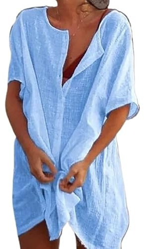 Överdrag för kvinnor strandkläder strandöverdrag baddräkt täcka kvinnor sommar strandklänning bikini täckande strandkläder simning smock t-shirt badkläder baddräkt täckande för kvinnor