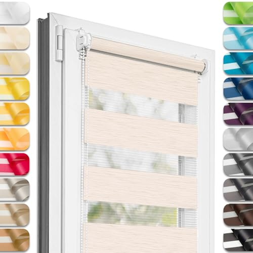 Estika - Estor Doble con Sistema Klemmfix sin taladrar 120 cm x 50 cm - Beige Rosado - 27 Colores, Estor dúo para día y Noche, protección Visual para Ventanas