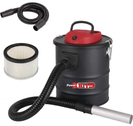 Generico Aspiracenere e Soffiatore Elettrico per stufa a pellet e camini, Serbatoio 15 Litri, Filtro HEPA, Potenza 800W, Fusto in lamiera laccata, Tubo flessibile in alluminio 1mt