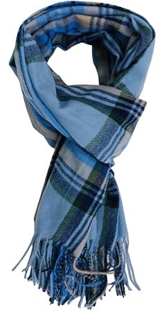 Schal Herren Winter – Bequemer Herrenschal, warm und weich, stilvoll kariert, für Alltag und Business (Dunkelblau & Hellblau)