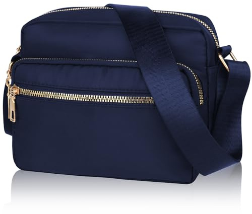 GAOHUI Cross Body Bag Women with Adjustable Strap, Multi-Pocket Nylon Waterproof Shoulder Bag Black Handbag Anti Theft Ladies Bags for Women Girl Travel Daily Use, Blue