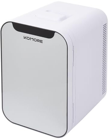 KOMORE Mini Fridge 18 Litre, 20 Cans Mini Fridge for Bedrooms with Handle, Portable Small Refrigerator, Cooler & Warmer for Drinks, Car, Travel, Cosmetics/Makeup/Skincare, AC+DC Power (White)