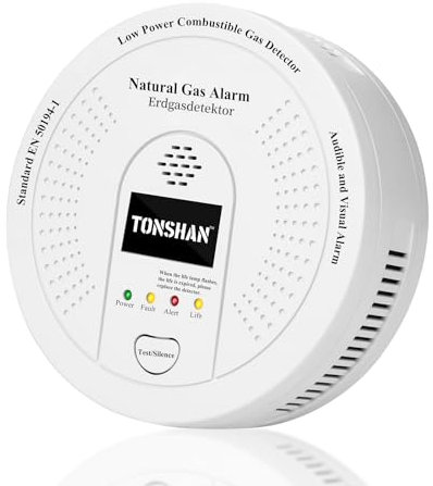 Gasmelder Erdgasdetektor CH4/Propan/Methan 100% Batteriebetrieben - Kombinierter Gasalarm mit Optischem & Akustischem Alarm - Gassensor für Sicherheit in Haushalt (Keine Batterie enthalten)