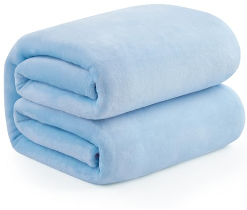 EHEYCIGA Fleece Blanket Extra Large Throws for Settees Light Blue Throw Fluffy Warm Soft Blanket for Bed Settees Armchairs, Fit All Season, King Size, 270x230cm