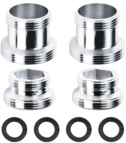 4 stycken kranadaptrar M18 till M22-2 normal och 2 utökad dubbelgängad adapter av mässing, kranadapter för kök luftbubblare vattenfilter slangar, med 4 gummitätningar