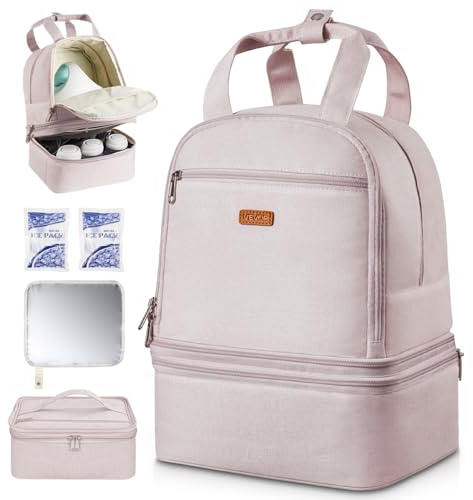 VEVOR Milchpumpen-Rucksack, 270x240x340 mm, mit Kühlakku, passend für S1/S2, Pumpzubehör & Muttermilchaufbewahrung, Wickel Rucksack für Arbeit, Reisen & Familiengebrauch, Hellrosa