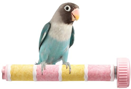 Perchoir pour Cage a Oiseaux,Pierre a Aiguiser pour Bec de Perroquets,Perruches,Calopsittes,Conures et Autres Petits Oiseaux