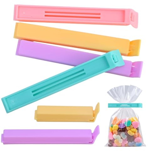 16 Pezzi Clip di Chiusura Ermetica per Sacchetti Alimentari, Pinze Sigillanti Plastica Colorate Riutilizzabili 6/9/14 cm, Chiudi Pacchi Sacchetti per Confezionare Caramelle Snack Fresco Cucina Casa