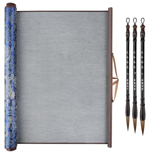 Linkstyle 4 Pezzi Set di Pennelli Calligrafia Cinese, Tappetino da Scrittura ad Acqua Riutilizzabile & 3 Pennelli per Calligrafia per Principianti e Pratica