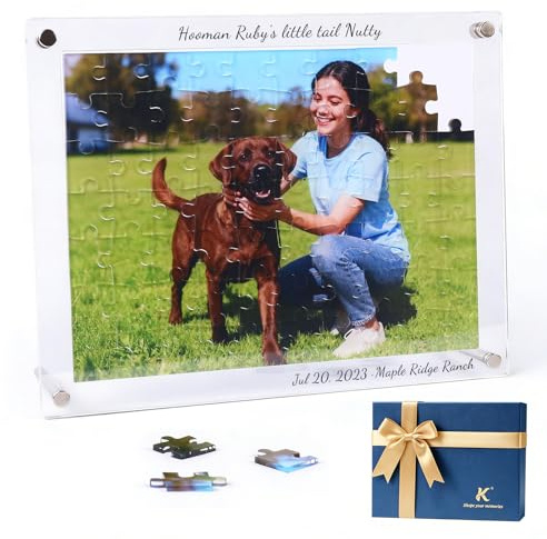 KUNYUTECH Puzzle Personalizzato con Foto in Acrilico Premium – Cornice con Testo e Supporto, Regalo per Coppia, Fidanzato, Amica – San Valentino, Anniversario, Festa del Papà