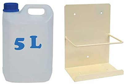 Pack bidón garrafa de plástico para condensados cinco litros + Soporte pared