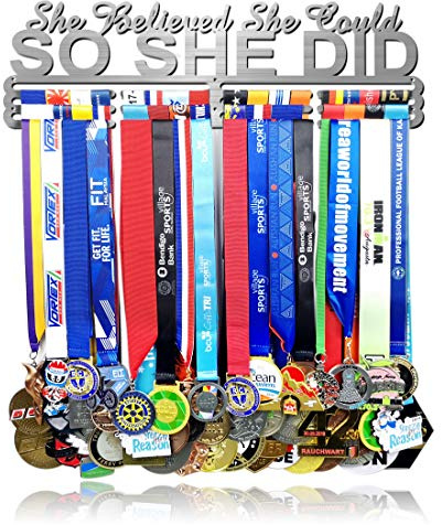 Lapetale Fashion Medal Hanger Holder Display Wall Rack Frame Shelf in 16 Long-Medal Hanger Awards Ribbon Cheer,Gymnastics,Soccer,Softball Holder Display Custom Rack for Sports Medals Easy to Install