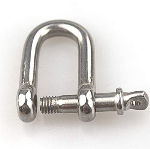 Pack-of-10 M6 D Ring Shackle Locks 304 Stainless Steel for Heavy Duty Rigging, Hauling, Steel Chain Link