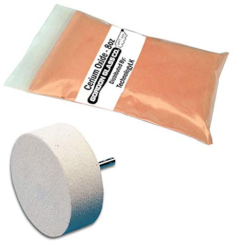 Cerium Oxide Glass Polishing Kit, Glass and Windshield Scratch Removal Kit, 8 Oz of Gordon Glass Cerium Oxide Polishing Powder, 3 inch Felt Polishing Buffing Wheel