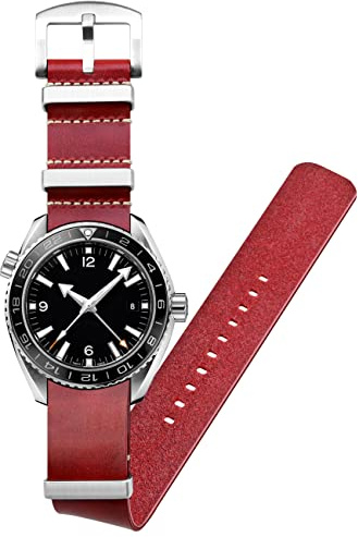Kai Tian bracelet en cuir de 20mm bracelet souple montre - bracelet en acier inoxydable boucle hommes femmes Rouge