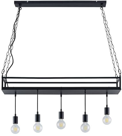 Lindby Pendelleuchte Kirista (Retro, Vintage Antik) in Schwarz aus Metall (5 flammig E27) - Deckenlampe Esstischlampe Hängelampe Hängeleuchte Wohnzimmerleuchte